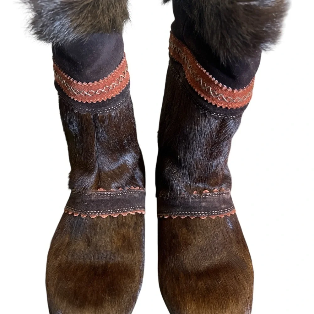 Vintage Tecnica Vintage Brown Goat Hair Insulated Winter Boots Womens EU 38 US 7